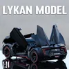 Diecast Model Cars 1/24 Lykan Hyper Sports Car Alloy Pull Back Car Model Simulation Sound And Light Can Open The Door Diecast Toy Car Boy Toys Gift