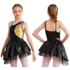 Bühnenkleidung Kinder Mädchen Eiskunstlaufkleid Tutu Ballett Jazz Cha-Cha-Tanzkostüm Ärmellos glänzende Pailletten Gymnastikanzug Tanzbekleidung