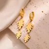 Baumelnde Ohrringe Mafisar Edelstahl Goldfarbe Blatt Geometrischer Tropfenohrring für Frauen Hohe Qualität Kein Verblassen Mode Mädchen Geschenk