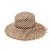 Brede rand hoeden emmer mode hol uit raffia st hoed voor vrouwen zomer strand vakantie outdoor uv sun dames panama groothandel drop dhhl9