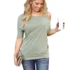 Hot Selling Drop Shipping Vrouwen Off One Schouder met Riem Blouses Sexy Zomerkleding T-shirts met korte mouwen