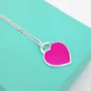 New Women's S925 Sterling Silver Purple Enamel Heart-shaped Silver Pendant Necklace Jewelry Couple Holiday Gift Q0127315f