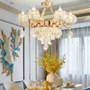 Żyrandole kwietniowe postmodernistyczne żyrandol Złota luksusowe vintage kryształowe oprawy LED Decor Candle Decor do domu sypialnia El
