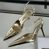 Sandales Eilyken Golden Silver Cheville Boucle Sangle Femmes Pompe Sexy Point Toe Mince Talon Haut Sling Robe Designer Mule Chaussures J240224