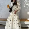 Sukienki zwykłe sukienka midi 2024 elegancka A-line koreańska jesienna impreza luksusowa kobieta Kobiety wysoki talia długi rękaw