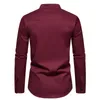 #4735 Pink Blue Long Sleeve Shirt Men Stand Collar Business Dress Spliced Color Man Shirts High Quality Spring Autumn 240223