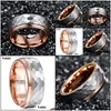 Wedding Rings Wedding Rings Jewelry Vakki 8Mm Wide Tungsten Carbide Ring Side Step Rose Gold Plating Surface Hammered Steel Men Engage Dheqh