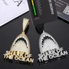 Passed Diamond Test 925 Sterling Silver Full Shiny Moissanite Diamond Shark Pendant Necklace for Men Women Nice Gift