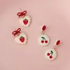 Summer Love Strawberry Earrings 2021 trendig bowknot söt krämig frukt mode temperament smycken stud256o