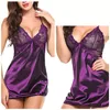 Cross-border European and American foreign trade sexy lingerie sexy imitation ice silk back cross suspender nightdress sexy suit