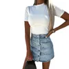 Rokken Dames S Mini Denim Hoge Taille Button Down Jean Skorts Met Zakken Y2K Vintage Streetwear (Zwart M)