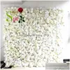 Flores decorativas Guirnaldas Spr Venta al por mayor Decoración de boda Telón de fondo Artificial Rosa Seda Ramo Techo Verde Pared Gota Deliv DH4JW