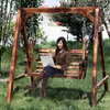 Lägermöbler trä dubbel hängande stol gungande minimalistisk trädgård utomhus svängande hängmatta chaise suspendu dekoration