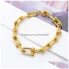 Chain Chain U Bamboo Knot Style Stainless Steel Bracelets Women Fashion Jewelry Christmas Gift Drop Delivery Dhb9Q Dhgzf