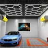 Sistema de grade hexagonal com 15 luzes hexagonais, garagem para detalhamento de carros, oficina, academia, barbearia, 6500K, plug-in branco conectável, luz do dia com moldura