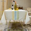 Gerring Nordic Tassel Cloth Table haftowane liście amerykańskie obrusy na wydarzenia prostokątny jak stolik kawowy 240220
