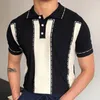 Męskie polo mody streetwear vintage patchwork contrast kolor Polo koszule mężczyźni swobodne luźne lapy na guziki guziki