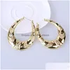Hoop & Huggie Whole- Gold Large Big Metal Circle Bamboo Hoop Earrings For Women Jewelry Fashion Hip Hop Exaggerate Earring283Y Drop D Dhdks