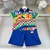 Nouveaux survêtements bébé costume décontracté enfant T-shirt ensemble taille 100-160 enfants couleur impression complète Polo à manches courtes et shorts 24Feb20