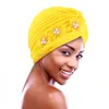 Nouvelles femmes perles grandes fleurs turban capuche musulmane headscarf hijab chapeau chimio capule interne hijabs arabe enveloppe du chapeau indien