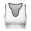 Op maat gemaakte yoga top van hoge kwaliteit voor dames HD-patroon U-hals ontwerp navelsportvest Ademend zweetabsorberend polyester ammoniak dubbelzijdig doek 146g wit