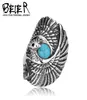 New Indian style Titanium Steel Inlaid Turquoise Eagle Ring Men039s Women039s Birthday present Holiday gift Cocktail party S1667678