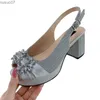 Sandalen Nigeria Party Schuhe 2023 Neueste Italienisches Design Floral Voller Diamant Mode Damen High Heel Hochzeit Sandalen für WomenL2402