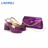Robe chaussures 2024 est vente violet couleur plate-forme conception peep toe dames sac assorti ensemble pour femmes matures pompe de fête
