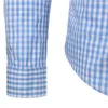 Petit Plaid Chemise boutonnée hommes été à manches longues Slim Fit hommes chemises habillées décontracté carreaux vichy Chemise Homme 240219