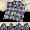 Camicie eleganti da uomo Camicia comoda Camicia leggera di alta qualità a maniche lunghe ampia da uomo scozzese bella marca