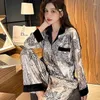 Vêtements de nuit pour femmes Couples Pyjamas Ensemble à manches longues Hommes Canary Spring Automne Xiaoxiang Loungewear High Apparence Niveau Pijamas Femmes