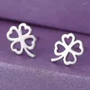 Pendientes de tuerca de moda simples para niñas, corazón de flor Chapado en plata hueco para Mujer, joyería para Mujer, regalos de amistad