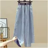 Womens Two Piece Pants Summer Solid Color Plus Size Korean Block Shirt Jeans Fashion High Waist Loose Casual Jean 2-piece Se Dhy6a