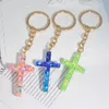 Keychains Fashion Dry Flower Star Harts Cross Keychain Multicolour Metal Key Ring for Women Men Car Handbag Pendant Christian Gift