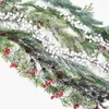 Fiori decorativi Decorazioni per l'albero di Natale Ghirlanda di bacche di rattan Ornamento di rami di frutti rossi