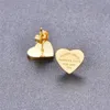 Martick Pendientes de corazón de color dorado para mujer Pendientes de corazón de color oro rosa con letras en inglés Regalo de joyería de diseño fino 202204W