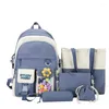Sacos de escola 5 pçs/set harajuku kawaii crianças mochila bonito bagpack bookbag saco do portátil para meninas adolescentes estudantes mochila