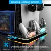 Stands GamePad Desk Support Game Helmet Rack Controller Cooling Station Lagringsskiva med RGB Light DC5V5.5V för PS VR2 PS5