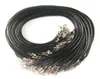 Collana in pelle nera a buon mercato con perline, corda da 45 cm, catena di estensione con chiusura a moschettone, componente gioielli fai da te9169657