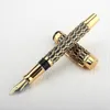 Jinhao Century 100 Fountain Pen Real Gold Electroplating Hollow Out Ink Penns Slomt Writing F NIB For School Office Business 240219