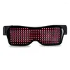 Décoration de fête Lunettes LED Chargeur USB multilingue Lunettes lumineuses clignotantes Lunettes de soleil de vacances Contrôle par application et 10 types de modes