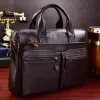 Sac à dos Luufan Porte-documents en cuir véritable souple pour hommes 15 pouces Sac d'affaires pour ordinateur portable en cuir de vache Double couche Sac de messager fourre-tout de travail Noir