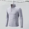 Gym Kleidung 2024 Winter Herren Quarter Zip Pullover Slim Fit Gestrickte Rollkragenpullover Mock Neck Lange Ärmeln Männlich Casual warme Tops