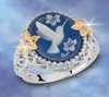 Nowe Women039S Modna moda Srebrna Blue Blue Peace Dove Ring Yiwu Małe akcesoria Whole8534459