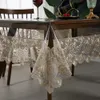 PVC Tablecloth Embroidery Lace Transparency PVC table cloth Waterproof Oilproof Kitchen Dining table cover for rectangular table 240219