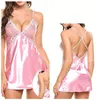 Cross-border European and American foreign trade sexy lingerie sexy imitation ice silk back cross suspender nightdress sexy suit