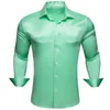 Erkekler İçin Lüks Gömlek İpek Saten Saten Düz Kırmızı Yeşil Sarı Mor İnfir Erkek Bluzlar Yatak Sıradan Tops 240219