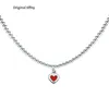 Designer Necklaces Beaded Classic Style 925 Silver Blue Red Pink Heart Pendant Necklace For Women Wedding Engagement With Box Y230331w