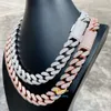 2024 Jielts du rappeur 18 mm bord rond vvs Moisanite Diamond Solid Iced Out 925 Silver Cuban Link Chain Collier Hip Hop