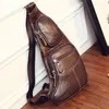 Cross Body High Quality Men Genuine Leather Cowhide Vintage Sling Chest Back Day Pack Travel Fashion Messenger Shoulder Bag2469